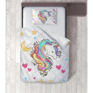 Unicorn Desenli Dijital Baskılı Tek Kişilik Yorgan Set