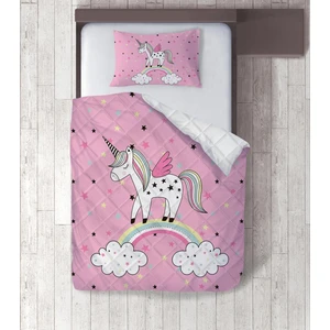 Unicorn ve Gökkuşağı Dijital Baskılı Tek Kişilik Yorgan Set