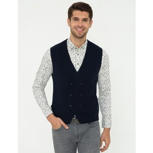 Pierre Cardin Erkek Lacivert Standart Fit Triko Yelek 50248537-VR033