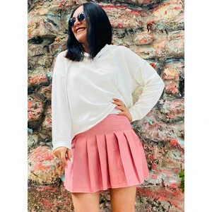Butik Ponçik Gül Kurusu Piliseli Atlas Etek