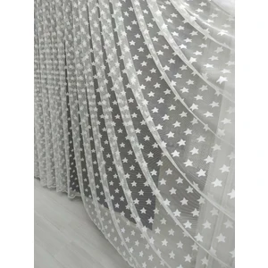 Tül Shop Tül Perde Yıldız Desenli Kaliteli Perde Aynı Gün Kargoda! 1x2.5 Orta Pileli