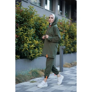 Neon Fermuarlı Kapüşonlu Eşofman Takımı TRN2040 Haki