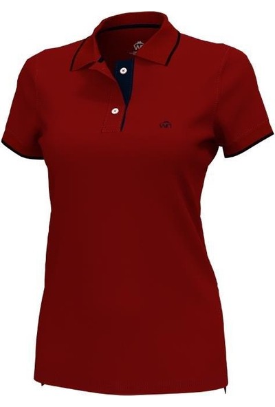 Polo Yaka Çizgili Pamuklu Kadın T-shirt