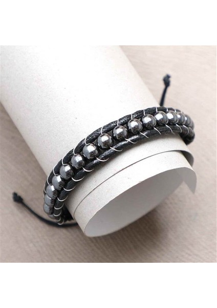 Yuvarlak Hematit Doğaltaş Erkek Kadın Makrome Bileklik fiyatları