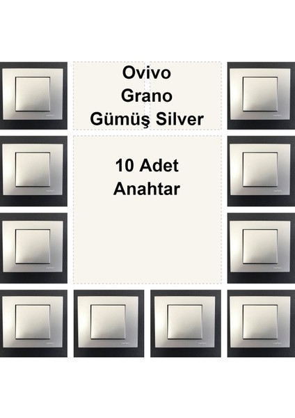 Ovivo Grano Gümüş Silver 10 Adet Anahtar