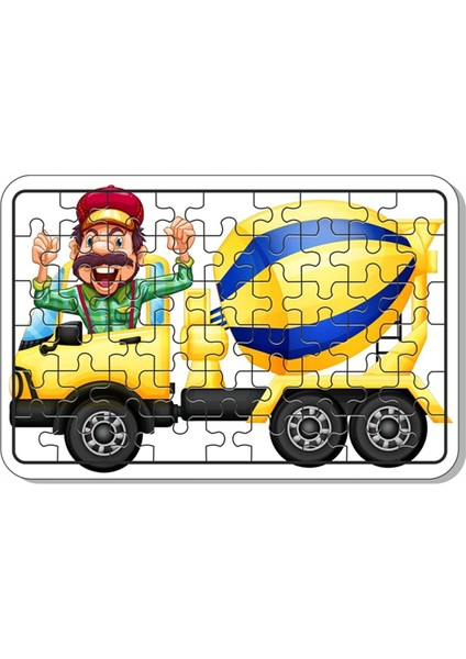 Çimento Arabası, Itfaiye, Arabalar 54 Parça Ahşap Puzzle fiyatları