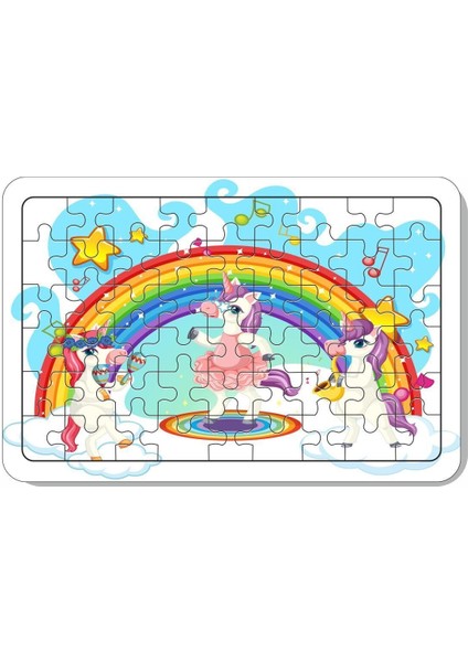 54 Parça Ahşap Puzzle Unicorn ve Müzik