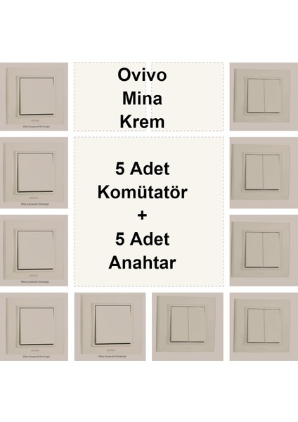 Ovivo Mina Krem 5 Adet Komütatör + 5 Adet Anahtar