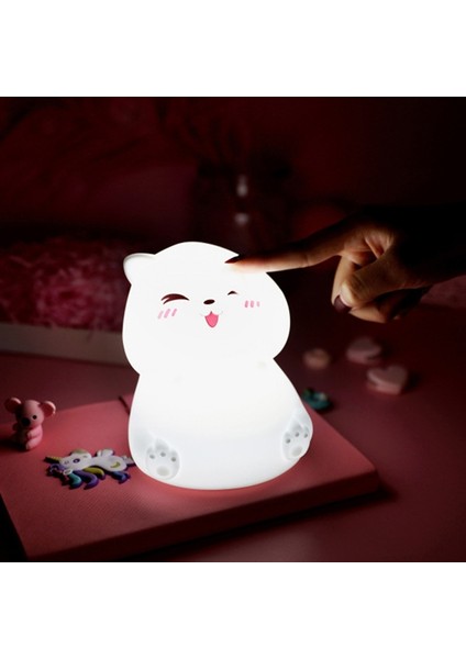 USB Silikon Kedi Gece Lambası Sevimli