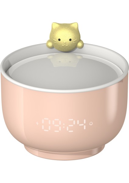 Kedi Çalar Saat LED Yatak Odası Gece Lambası Pembe