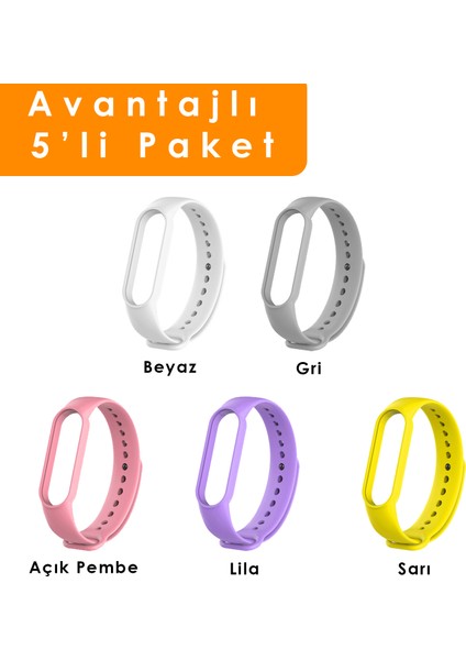 Xiaomi Mi Band 5 ve 6 Uyumlu Silikon Kordon 5'li Set 12 fiyatları