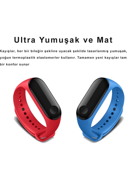 Xiaomi Mi Band 5 ve 6 Uyumlu Silikon Kordon 5'li Set 12 modelleri