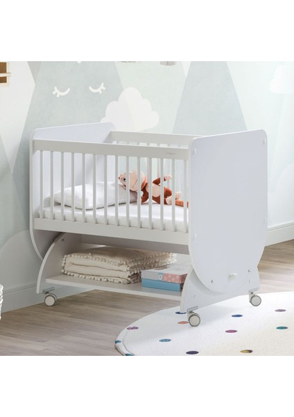 BW1030 - Sallanır Tekerlekli Sepet Bebek Beşik 50X90 Beyaz