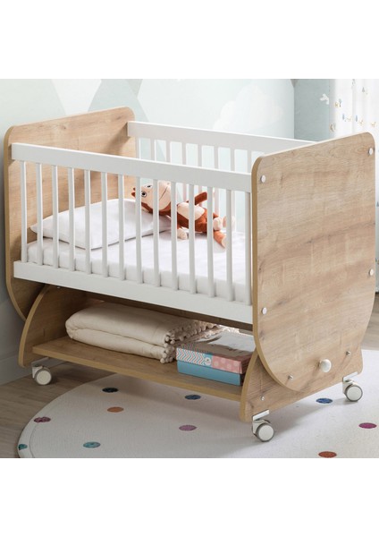 BW1031 - Sallanır Tekerlekli Sepet Bebek Beşik 50X90 Ahşap fırsatları