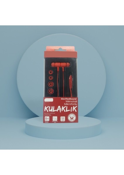 Mıknatıslı Mikrofonlu Stereo Kulaklık - Kırmızı