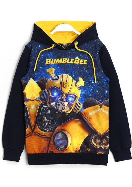 Bumblebee 3D Baskılı Erkek Çocuk Sweatshirt 5 - 10 Yaş Lacivert