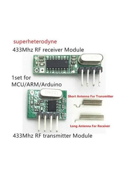 433MHZ Rf Alıcı Verici Modül Kristalli Takım