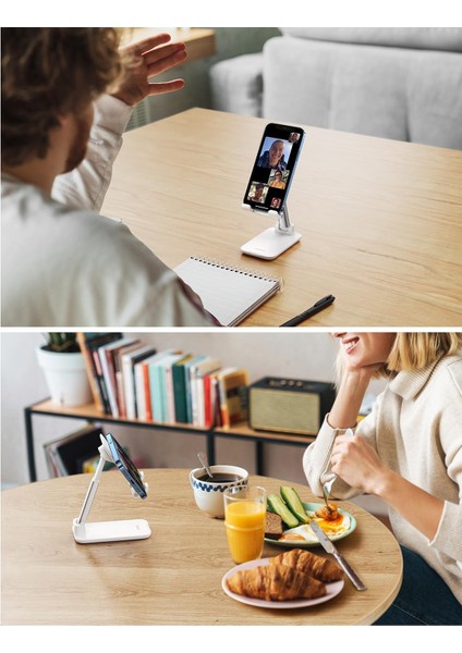 Katlanabilir Çok Açılı Yükseklik Ayarlı Telefon Standı Beyaz modelleri