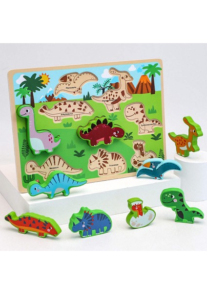 Montessori Jigsaw Puzzle Beyin Oyunu Okul Öncesi Oyuncaklar Öğrenme Yolu 2-4 Dinozor  (Yurt Dışından)