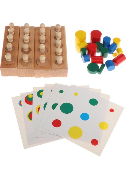 Montessori Duyusal Aile Oyuncak Silindir Blokları Şekil Rengi ve Boyutu Maçı (Yurt Dışından)