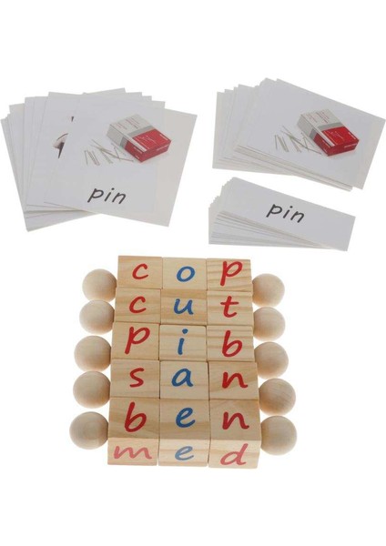 5 Lot Montessori Fonetik Iplik Mektubu Blokları ve Kartlar Çocuklar Için Stem Oyunu (Yurt Dışından)