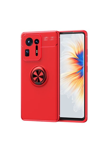 Caseworld Xiaomi Mi Mix 4 Kılıf Renkli Yüzüklü Manyetik Silikon Kapak Kırmızı