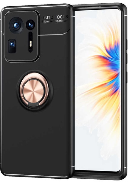 Caseworld Xiaomi Mi Mix 4 Kılıf Renkli Yüzüklü Manyetik Silikon Kapak Siyah - Rose Gold