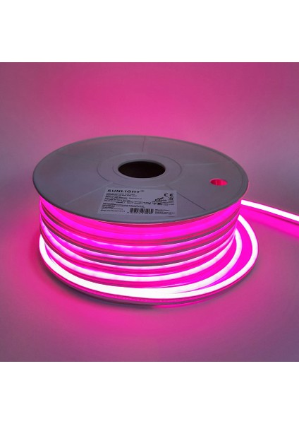 Neon 12V Hortum Şerit LED 50 Metre Pembe