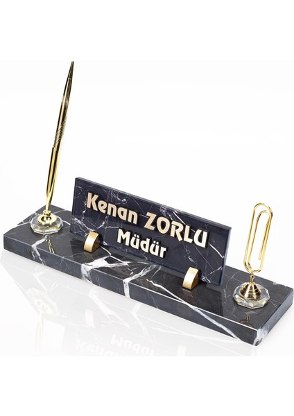 İsme Özel Kabartma Yazılı Ataçlı Mermer Masa İsimliği