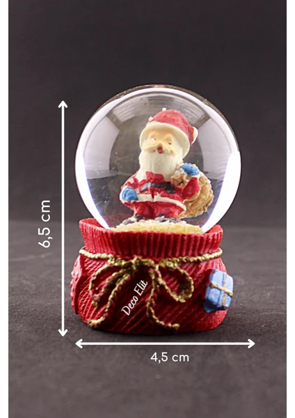 Hediye Filesi Yeni Yıl Hediye Torbalı Noel Baba Temalı Mini Boy Kar Küresi 6,5 cm