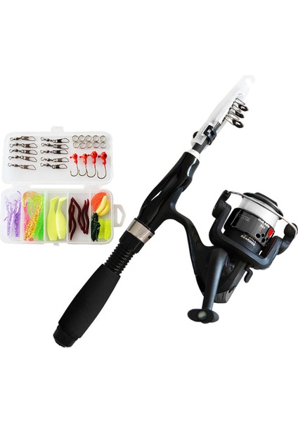 Teleskopik Balıkçılık Kutbu Reel Çocuk Reel Gençlik Kutusu Siyah Mücadele (Yurt Dışından)