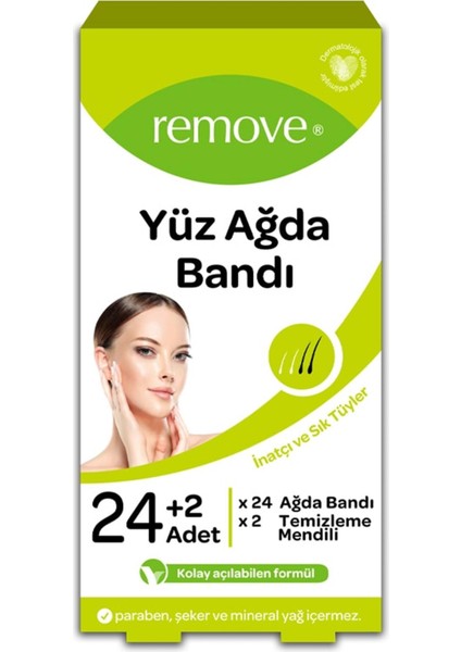 Remove Inatçı ve Sık Tüyler Yüz Ağda Bandı 24'lü  Ağda