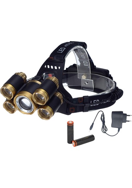 LED Zumlanabilir Far Kafa Torch Yanıp Sönen Lamba Kamp Yürüyüş Altın (Yurt Dışından)