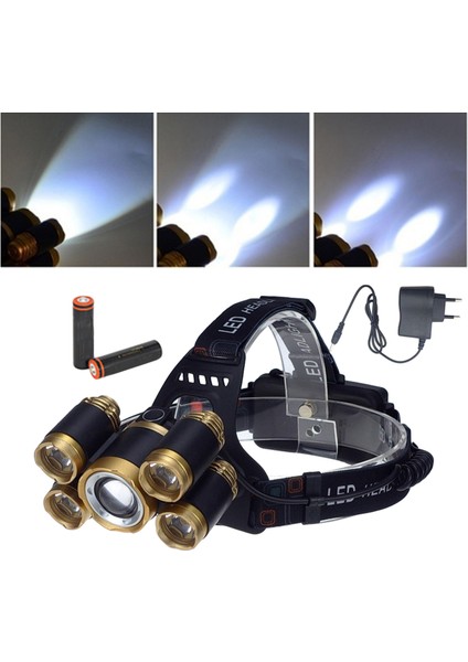 LED Zumlanabilir Far Kafa Torch Yanıp Sönen Lamba Kamp Yürüyüş Altın (Yurt Dışından)