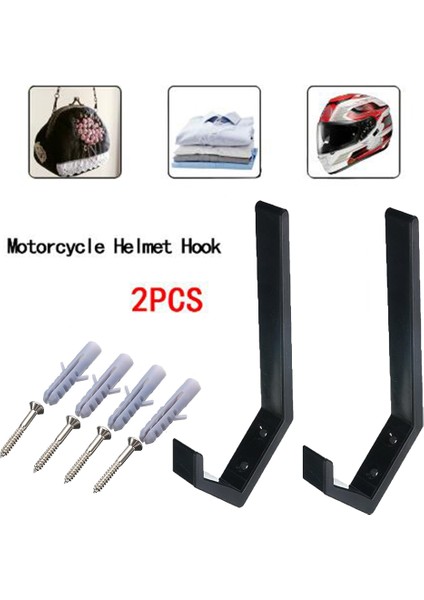 1 Pairs Kask Tutucu Kanca Duvar Montaj Ceket Kanca Ceket Depolama Raf Siyah (Yurt Dışından)