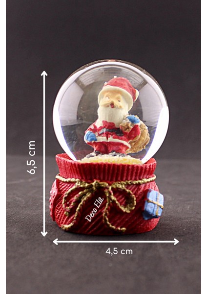 Yeni Yıl Torbalı Noel Baba Temalı Mini Boy Kar Küresi 6,5 cm
