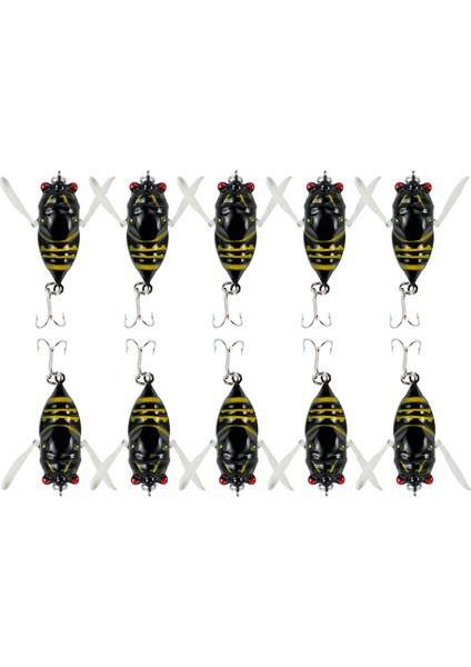 10 Parça Balıkçılık Lure Sert Yemler Biyonik Cicada Tuzlu Su Siyah (Yurt Dışından) fiyatları