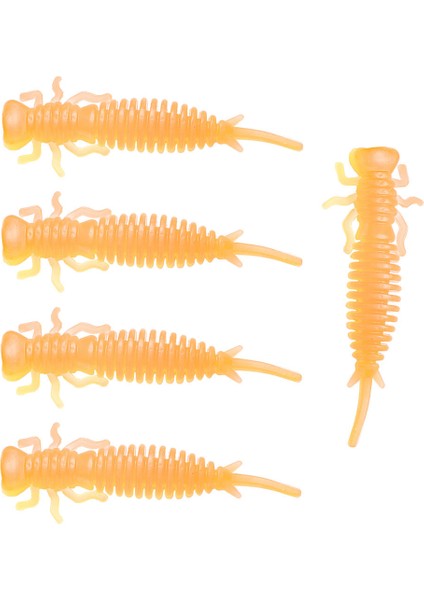 5x Balıkçılık Lures 8.9 cm Pvc Larva Solucan Grub Yemler Balık Kokusu Turuncu (Yurt Dışından)
