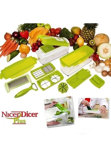 Nicer Dicer Plus 10 Parça Pratik Patates Soğan Sebze Dilimleyici Doğrayıcı