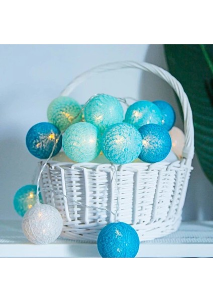 Şerit LED Işıklı Koton Top 3 Metre 20’li (Turkuaz)