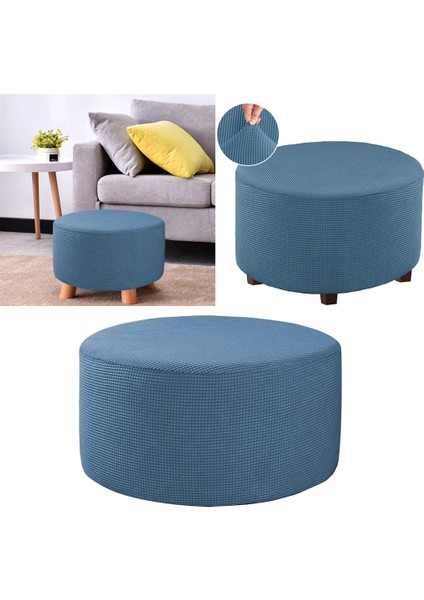 Foothool Kapak Yuvarlak Osmanlı Slipcover Footrest Kapak Depolama Osmanlı Koruyucu Mavi (Yurt Dışından) modelleri