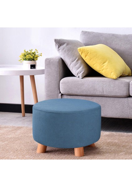 Foothool Kapak Yuvarlak Osmanlı Slipcover Footrest Kapak Depolama Osmanlı Koruyucu Mavi (Yurt Dışından) fırsatları