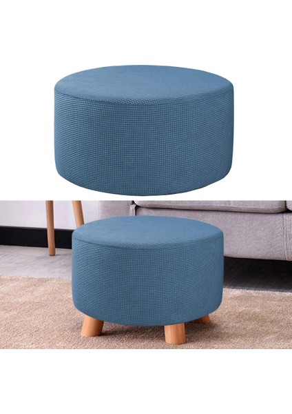 Foothool Kapak Yuvarlak Osmanlı Slipcover Footrest Kapak Depolama Osmanlı Koruyucu Mavi (Yurt Dışından) indirimleri