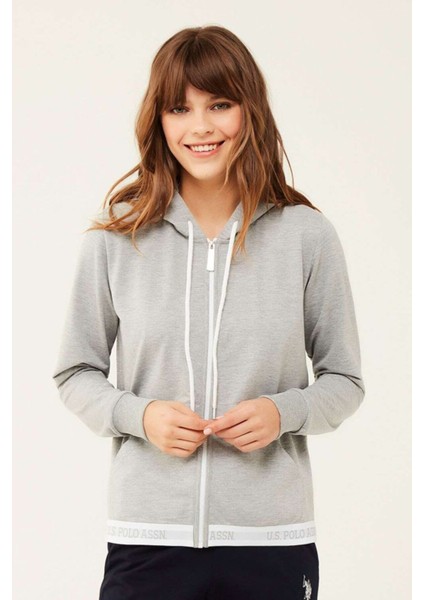 16599 Kadın Kapişonlu Gri Eşofman Üstü