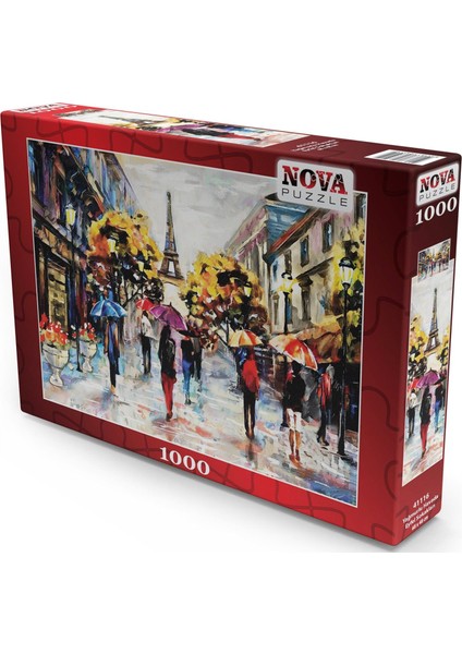 1000 Parça Yağmurlu Havada Eyfel Sokakları Puzzle - Yağlıboya