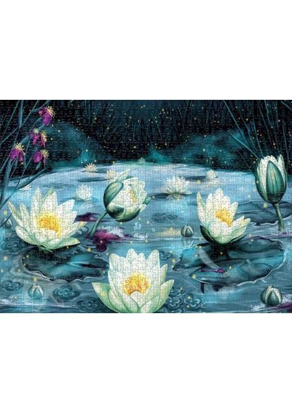 Puzzle 1000 Parça Yıldızlı Gecede Lotus Çiçekleri