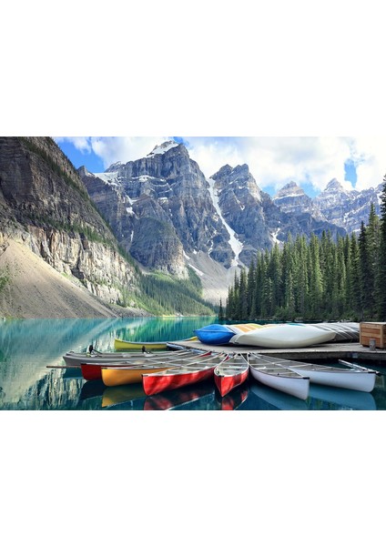 1000 Parça Moraine Gölü'Nde Kanolar Puzzle