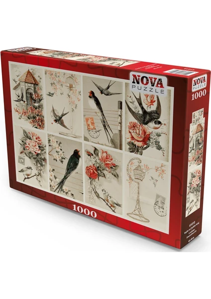 Nova Puzzle 1000 Parça Kuşlar Ve Çiçekler Kolaj Puzzle - Jodielee