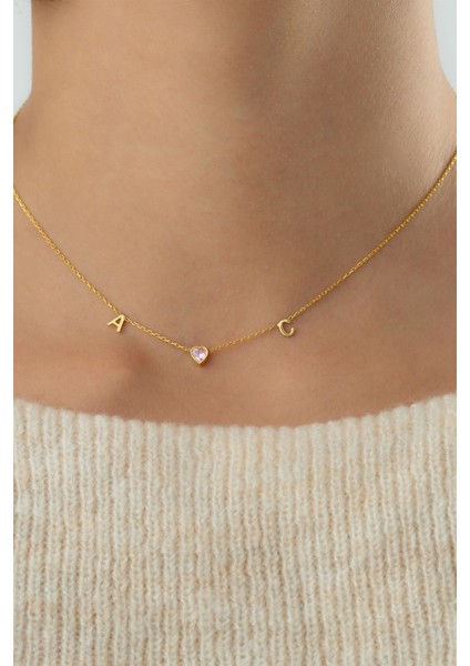 Gümüş Kalp Taşlı Harf Kolye fiyatları