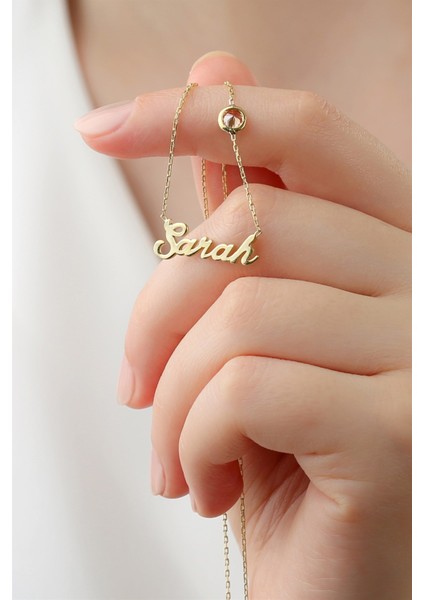 Gümüş Taşlı Isim Kolye